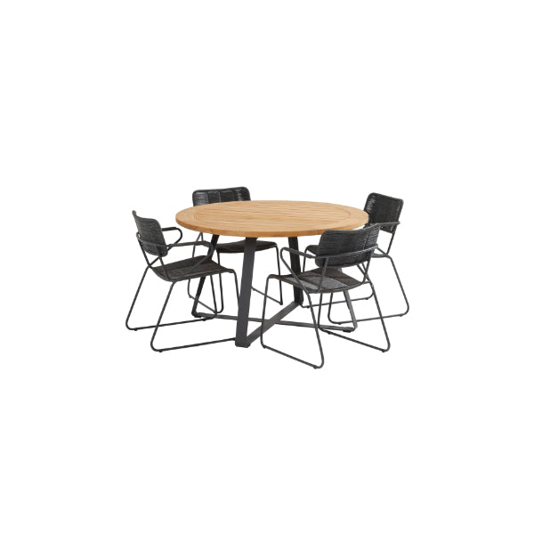 5-delige diningset Swing antraciet Basso