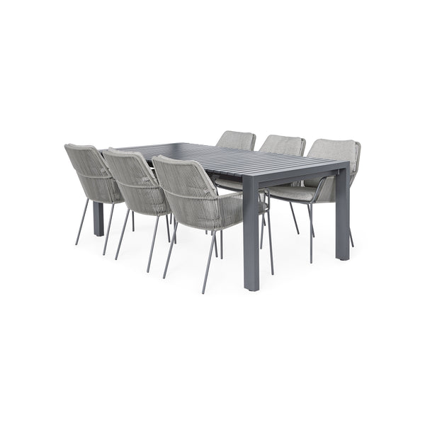 SUNS 7-delige diningset Rialto aluminium Punta carbon grey