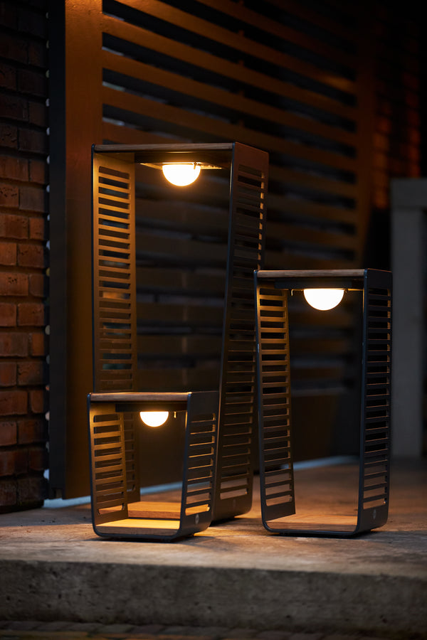 Buitenlamp mrs Solar Eve M antraciet teak