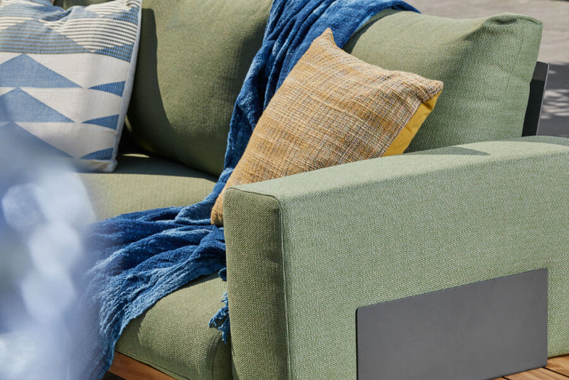 Sofaset SUNS Nardo antraciet kussens forest green mixed weave