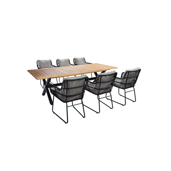 Yoi 7-delige diningset Ran flax beige Wakai black