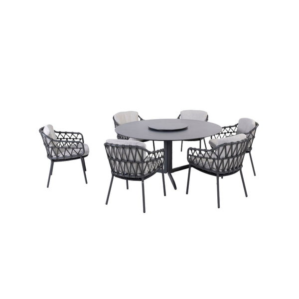 4 Seasons Outdoor 8-delige diningset Calpi Embrace HPL 160 cm ø incl draaiplateau