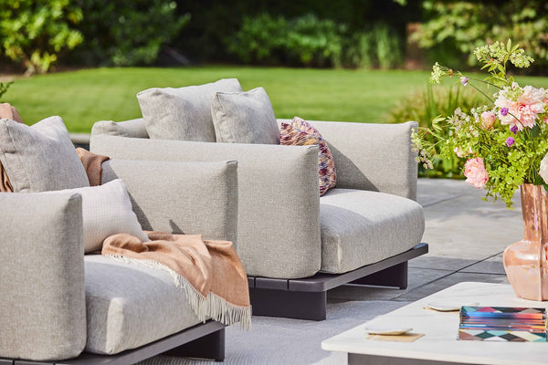 SUNS loungeset Volar inclusief kussens light taupe gravel neolith wit